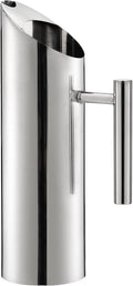 Hiceeden Stainless Steel Water Pitcher, 51oz/1.5L Modern Metal Pitcher with Ice Guard, Silver Carafe Drink Pitcher with Handle, Beverage Container for Iced/Hot Tea, Juice, Coffee, Milk