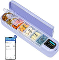 Daviky Smart Pill Organizer with Alarm, Bluetooth Daily Once a Day Pill Box 7 Day with APP, Weekly Travel Pill Case, Portable Pill Reminder for Medicines, Supplements and Vitamins(Purple)