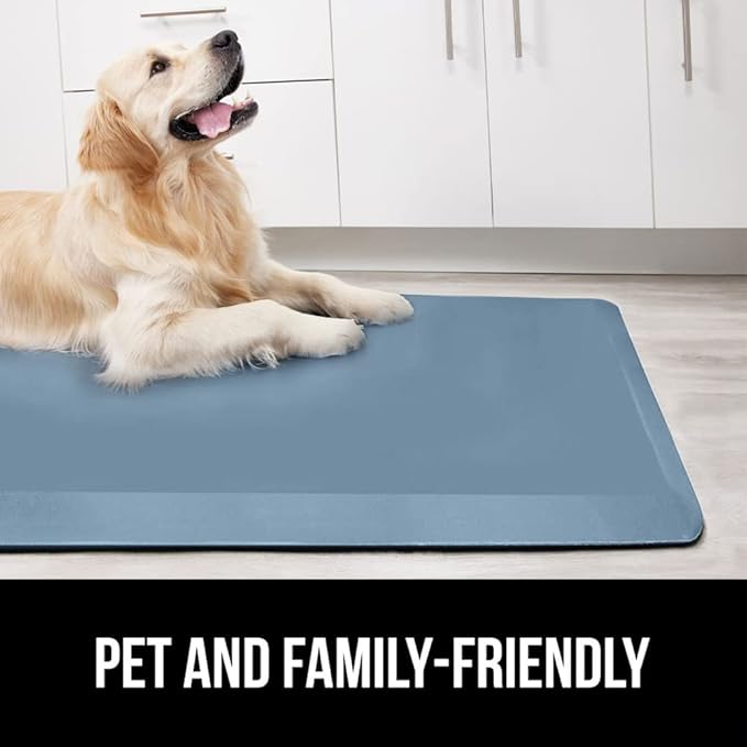 GORILLA GRIP Comfortable Cushioned Kitchen Mats for Floor, Waterproof and Stain Resistant Soft Top, 3/4 Inch Thick Ergonomic Standing Desk Anti Fatigue Mat, Foam Supports Ankles, Feet, 20x32, Sky Blue