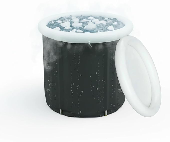 105 Gallons Ice Bath Tub with Lid, Portable Foldable Cold Plunge Tub for Muscle Recovery, Large Capacity for Indoor & Outdoor Use