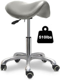 Saddle Stool with Wheels,Rolling Stool,Rolling Chair Ergonomic Swivel Rolling Chair with Hydraulic Lifting Height Adjustable Rolling for Office Medical Massage Salon Drafting(Grey)