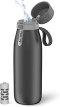 PHILIPS Water Bottle with Filter, Filter Water Bottle Stainless Steel with GoZero Everyday BPA-Free Tap Water Filter, Water Filter Bottle Keep Drink Cold 24 Hours, 1 Filter for 40 gal / 2 Months