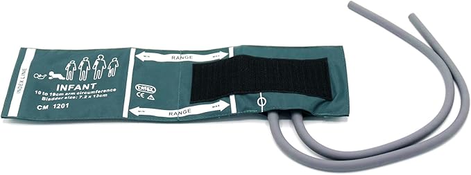Blood Pressure Cuff with Dual Tubes for Infant 10-19 cm, Reusable Nylon Replacement Blood Pressure Cuff, No Connector