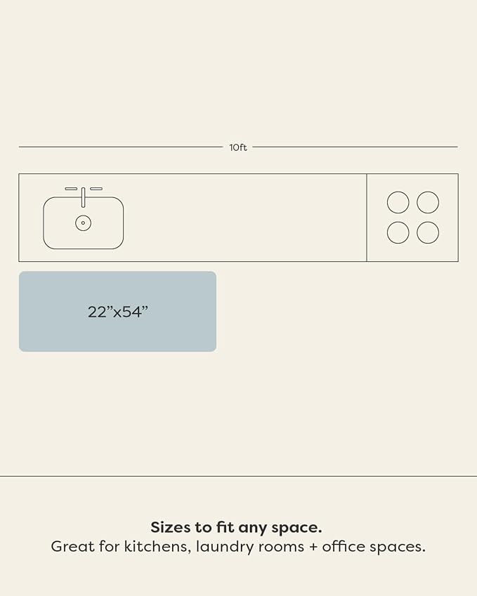 House of Noa Nama Standing Mat – Anti-Fatigue Cushioned Kitchen Mats for Floor | Ergonomic Bounce-Back Foam Kitchen Mats | Anti-Fatigue Mats for Kitchen & Standing | Nara Stripe Natural | 22" x 54"