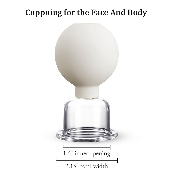 Nuanchu Facial Cupping Cup Glass Face Cup Silicone Cupping Massage Vacuum Suction Mug for Body Face Leg Arm Back Shoulder Muscle and Joint(White,1.5 Inch Diameter)