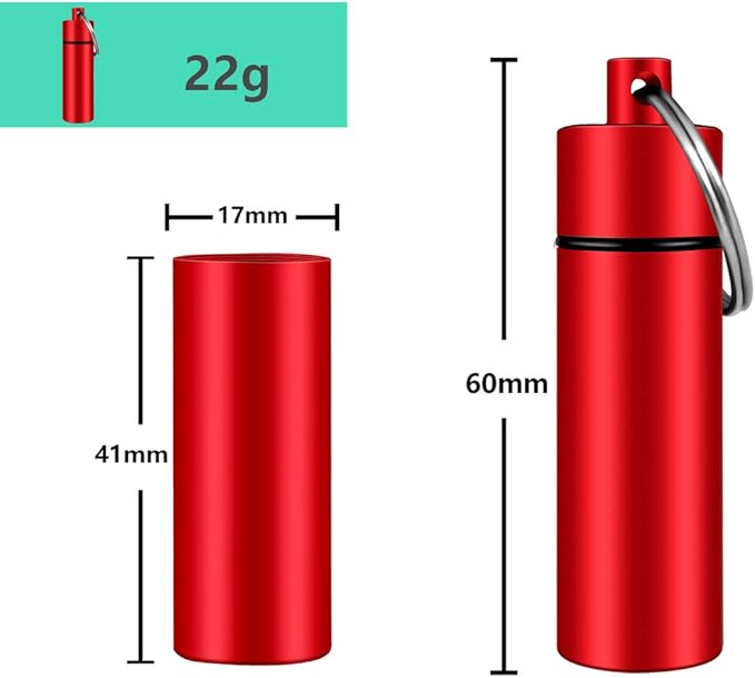 3 Packs Keychain Pill Holder, EFFIET Waterproof Pill Fob Case Box Outdoor Container for Emergency Medicine Foam Earplug Storage Case with Ear Plugs (Silver-Matt-Red)