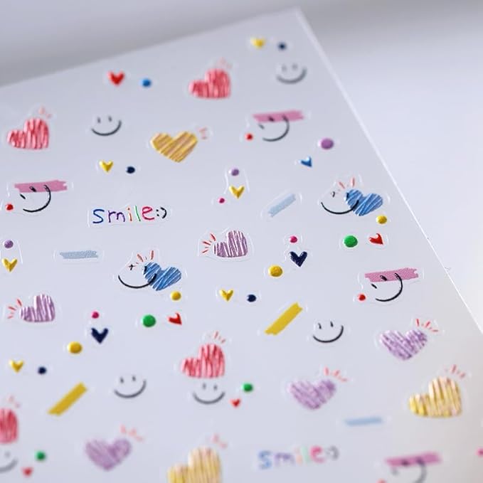Small Cute Sticker 3D Relief Design Decals for iPhone 17 PRO / 17 PROMAX Cell Phone Camera Screen Lens,for NintendSwitch Game Handle Controllers，Scrapbooking Laptop Diary Planner Collage DIY (TS-3800)