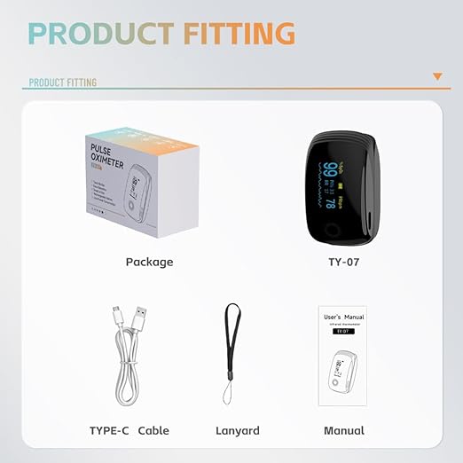 Rechargeable Pulse Oximeter Fingertip Oxygen Monitor Fingertip with SpO2 Pulse Rate and PI RR OLED Precision Fast Oximeter SpO2 Reading Outdoor Sports Home (Black)