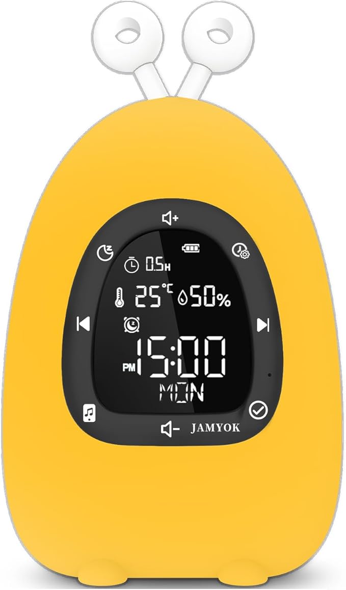 Sunrise Alarm Clock Wake Up Light, White Noise Sound Machine with 20 Soothing Sounds, 10 Night Lights, Bluetooth Speaker/Temp & Humidity/Rechargeable, Dimmable Clock Gift for Baby Kids Adults