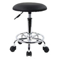 KKTONER Swivel Rolling Stool with Footrest Height Adjustable PU Leather Salon Vanity Spa Massage Office Stool Chair Small (Black)