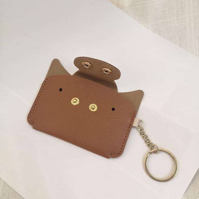 Birth Control Pill Case/Wallet PU Leather Medicine Holder Cute with Keychain(Brown)