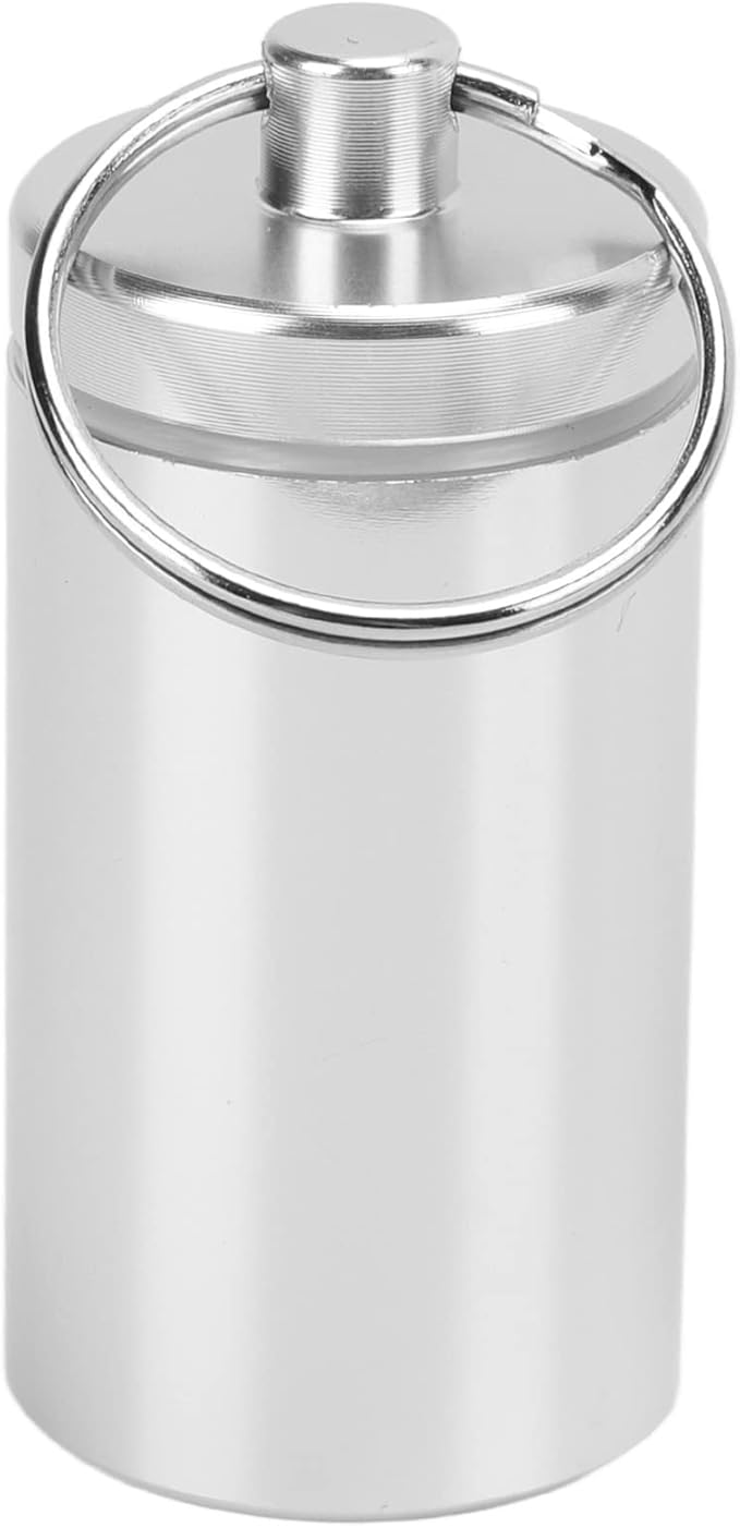 VBESTLIFE Keychain Pill Holder, Mini Portable Waterproof Aluminium Medicine Box Container Case Bottle for Outdoor Travel Camping