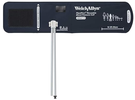 Welch Allyn REUSE-11-2TP FlexiPort Blood Pressure Cuff, Size 11, Adult, Reusable, 2-Tube 8.0" and 13.0", Tri-Purpose Connectors, 25-34 cm Range