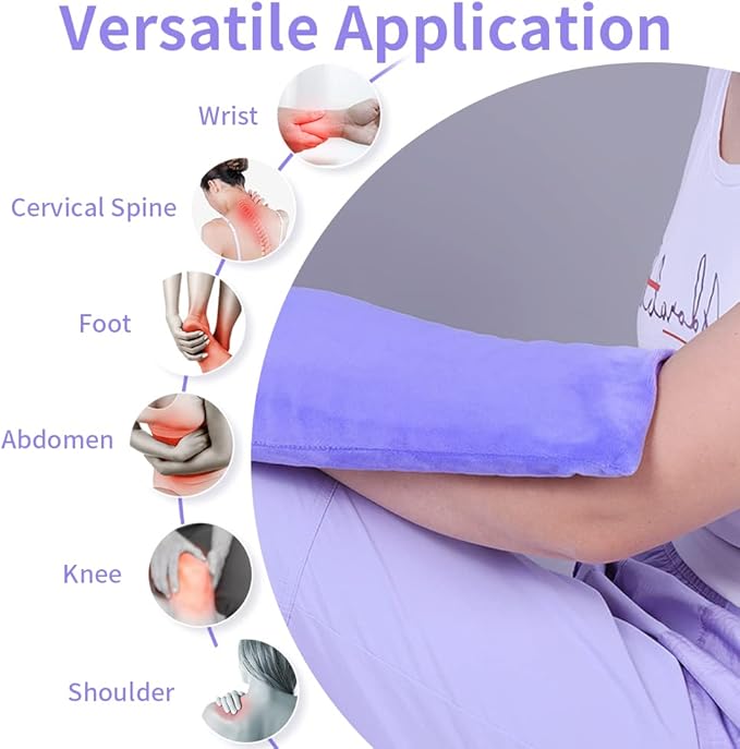 UNI-GO Silica Beads Microwave Heating Pad for Hot Compress and Cold Compress, No Smell, Reusable Microwavable Heating Pad for Back, Neck, Shoulder, Leg, Muscle Ache & Cramps. (Violet-6"x12")