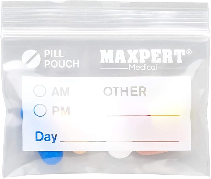 Pill Pouches, Plastic Pill Bags (Pack of 200) – Pocket Travel Pill Baggies – Resealable Zipper Pill Organizer Pouch Bags – 3” x 2” – Daily Medicine Storage Pouches – Clear w/Write on Label