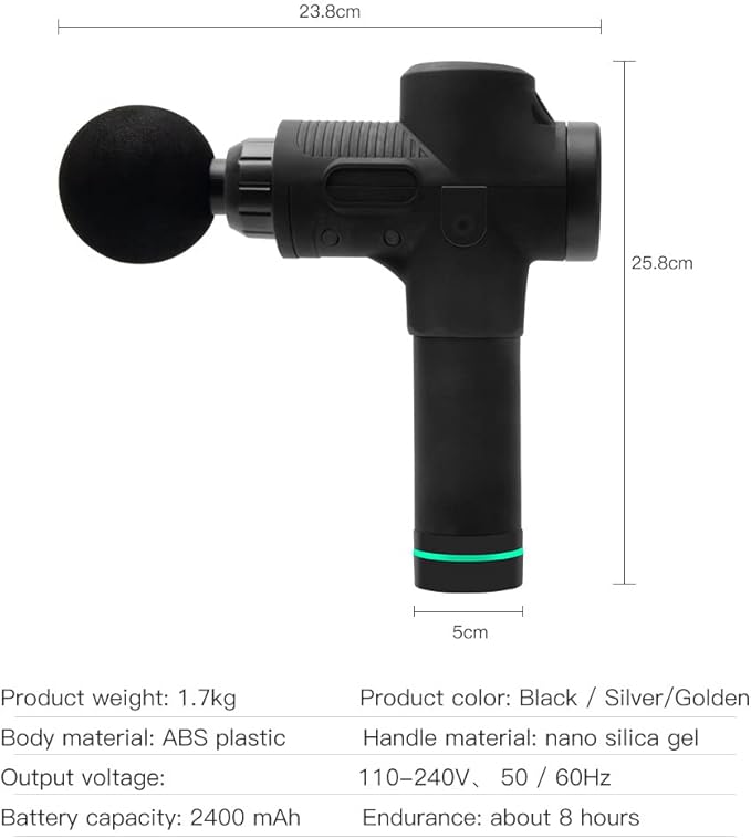 Handheld Portable Body Massager Gun Gifts Powerful and Quiet Massage Gun Deep Tissue Percussion Massager Gun for Athletes Electric Back Massagers (Silver)