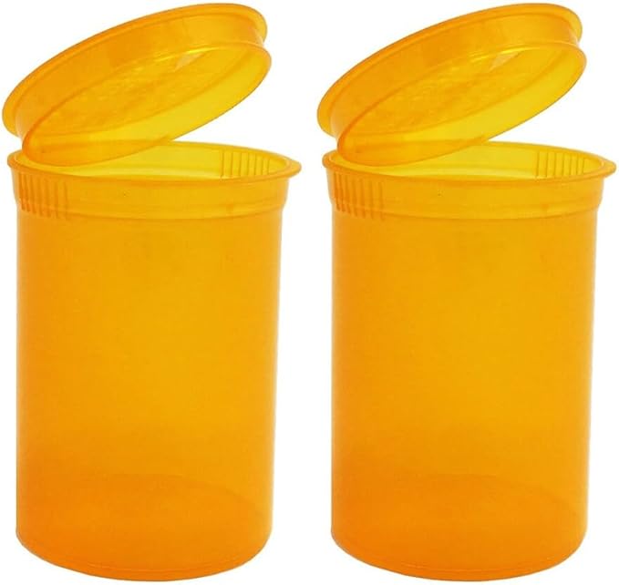 Multi-Use Airtight Empty Pill Bottles with Hinged Lids, 30 Dram Plastic Bottle Organizer for Supplements, Vitamins & Medicines, 12 Pack (Amber Translucent)