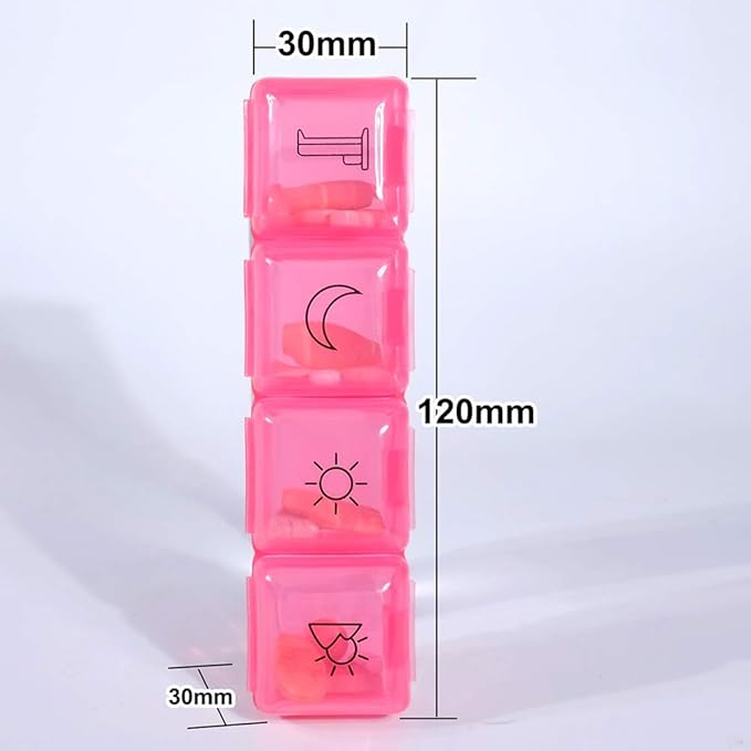 Weekly Pill Organizer Box Case Travel Medication Reminder Daily AM PM, Day Night 7 Open Lid Compartments in Leather Carrying Case