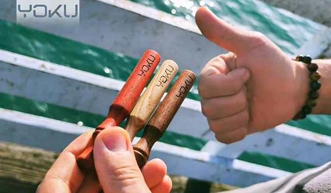 YOKU Wooden Breathing Stick – Pocket-Sized Mindful Breathing Trainer – Natural Airflow Stick for Habit Support & Relaxation, Set of 3 - Ashwood, Rosewood, Sapelewood.