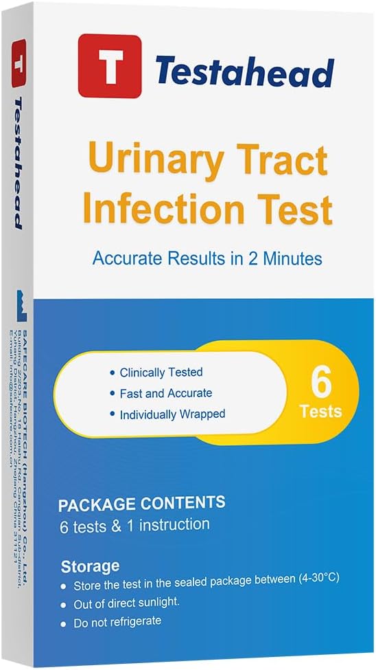 UTI Test Strips for Home Use Detects White Blood Cells and nitrites in Urine 2-Minute Rapid Results Suitable for Women, Men, and Children Urinary Tract Infection Test Strips (6 Pack)