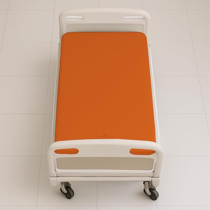 1 Pack Fitted Hospital Bed Sheets - Soft Microfiber Hospital Fitted Sheet - Hospital Bed Fitted Sheets (Orange, 36" x 84" x 12")