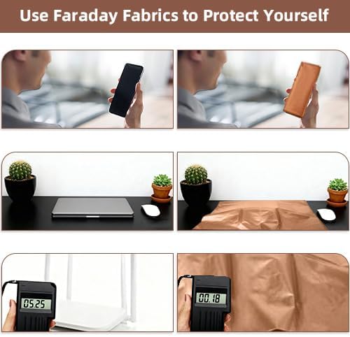 Amerthing Pure Copper Faraday Fabric,Blocking Fabric for Shielding RFID,EMP,EMF,EMI,5G,WiFi,Bluetooth,GPS Faraday Cloth 10 Meter (393.7x43 inch)