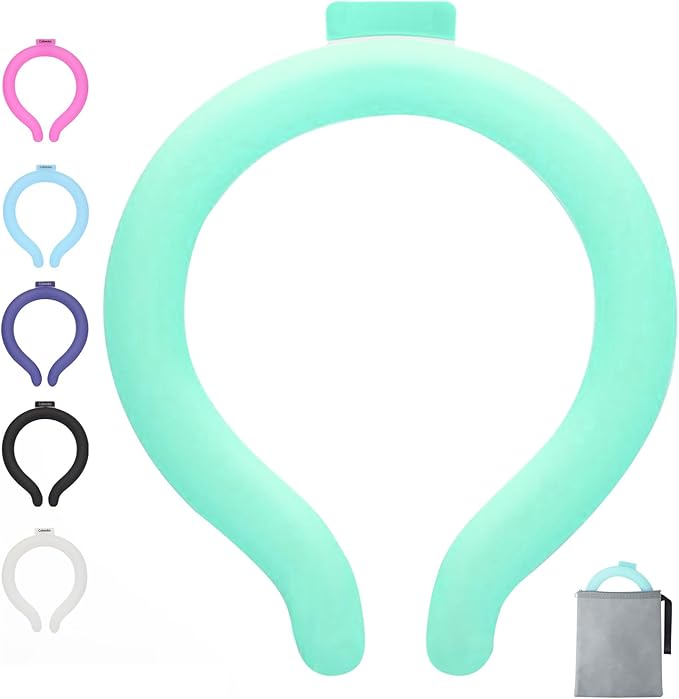 Cooling Neck Wrap with Insulated Bag, Reusable Ice Neck Ring & Body Cooler for Summer Heat, Wearable Cooling Tube Maintains 18°C/64°F for Outdoor, Sports, Travel (Green)