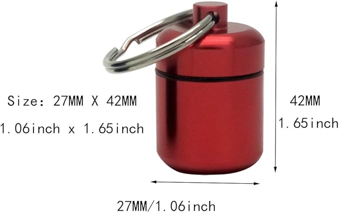 FAYALA 5 Packs Aluminum Pill Organizers, Waterproof Metal Pill Holder with Keychain