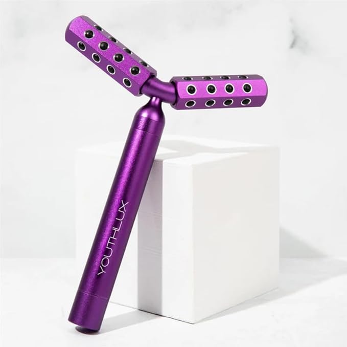 Revolution Roller - Germanium Stone Uplifting Face/Body Beauty Massage Tool/Roller/Wand for Skin Tightening/Firming, De-Puffing, Anti-Aging (Purple)