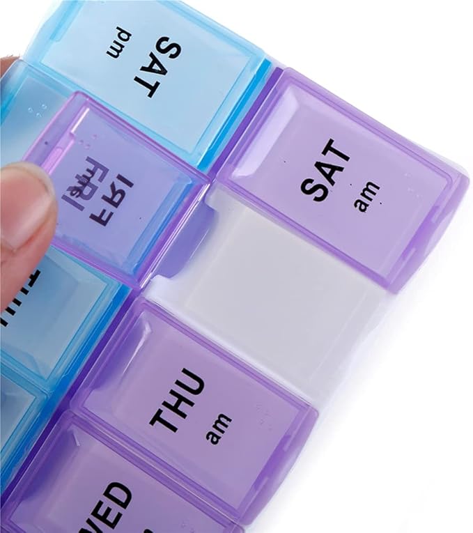 7-Day Pill Box Case Weekly and Daily Pill Organizer 2 Times a Day AM/PM for Vitamin Supplements, Medication