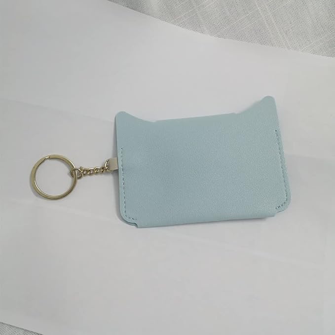 Birth Control Pill Case/Wallet PU Leather Medicine Holder Cute with Keychain (Light Blue)