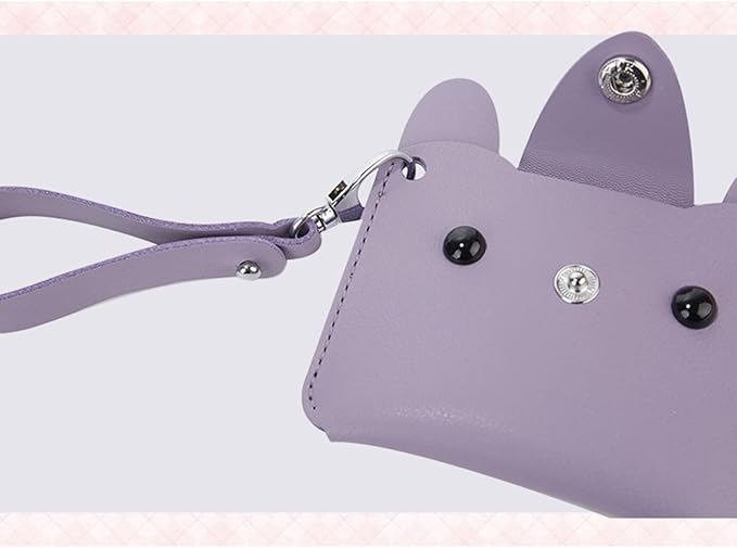 Birth Control Pill Case/Wallet PU Leather Medicine Holder Cat (Purple)