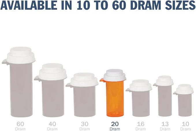 Ezy Dose Pill Box and Medicine, Vitamin Container & Vial, 20 Dram Storage, Child-Resistant Cap, Case of 145