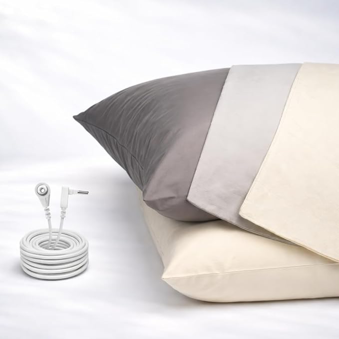GroundLuxe Organic Grounding Pillowcase in Beige - Queen Size