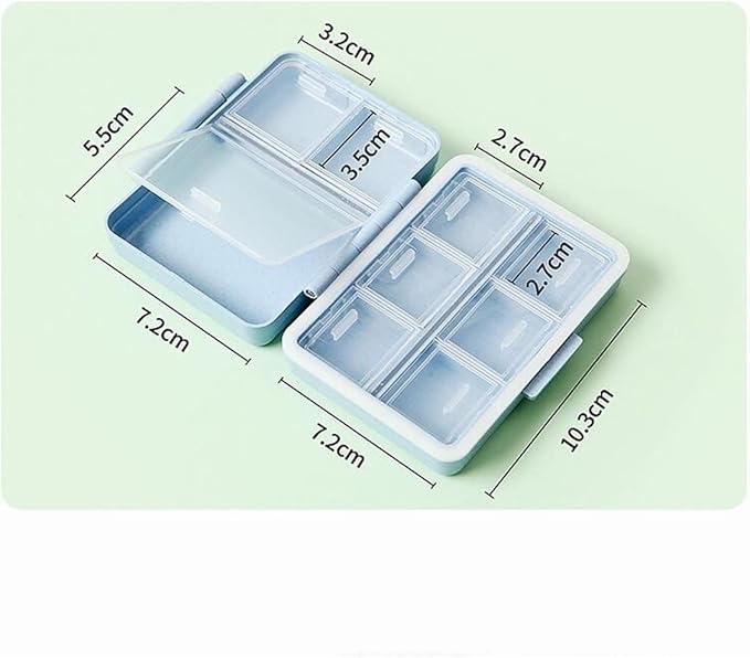 2023 New Daily Pill Organizer, 9 Compartments Portable Sealed Pill Box, Travel Pill Organizer, Waterproof Design Pill Box for Wallet Pocket to Hold Vitamins, Cod Liver Oil & Medications (C-1PC-Blue)