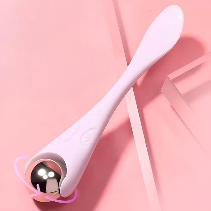 Mini Ice Roller, 2-in-1 Stainless Steel Facial Massage Tool with Cream Spoon, Light Purple, for Face and Eyes, Dark Circles and Puffiness Relief