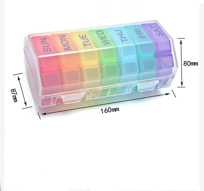 Weekly Pill Organizer 4 Times a Day, Large Pill Dispenser 7 Day with 28 Extra Large Compartments, Portable Travel Pill Box AM PM Morning Noon Evening Bedtime Medication Organizer for Vitamins Fish Oil