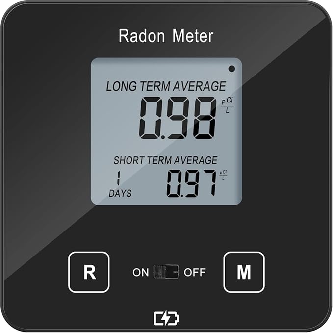 HRDM-03B Home Radon Detector, Portable Radon Meter, Elifecity Long and Short Term Home Radon Monitor, Battery-Powered, Easy-to-Use, Ensure Your Home's Safety, Black