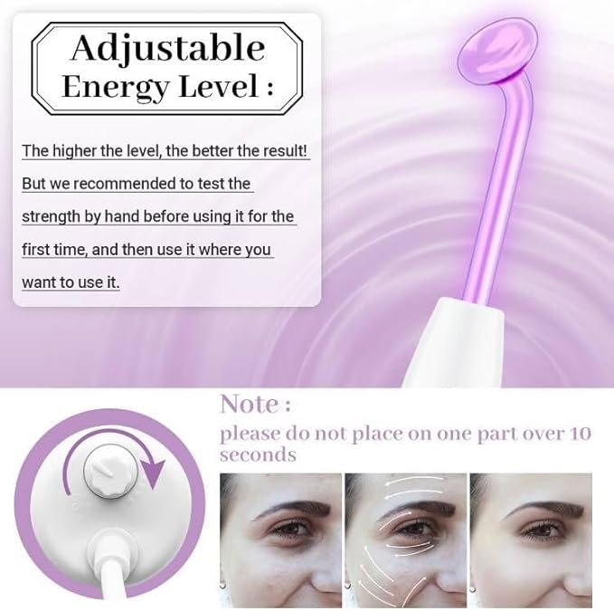 High Frequency Facial Wand - TUMAKOU Violet Portable Handheld High Frequency Facial Skin Machine Device for Face - with 4 Purple Tubes（Violet）