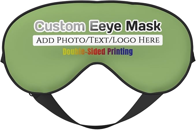 Custom Sleep Eye Mask Personalized Men Women Blindfold Design Your Own Photo Text Logo Adjustable Strap Soft Eyeshade Customized Blackout Eye Cover for Home Offices Travel Kiwi