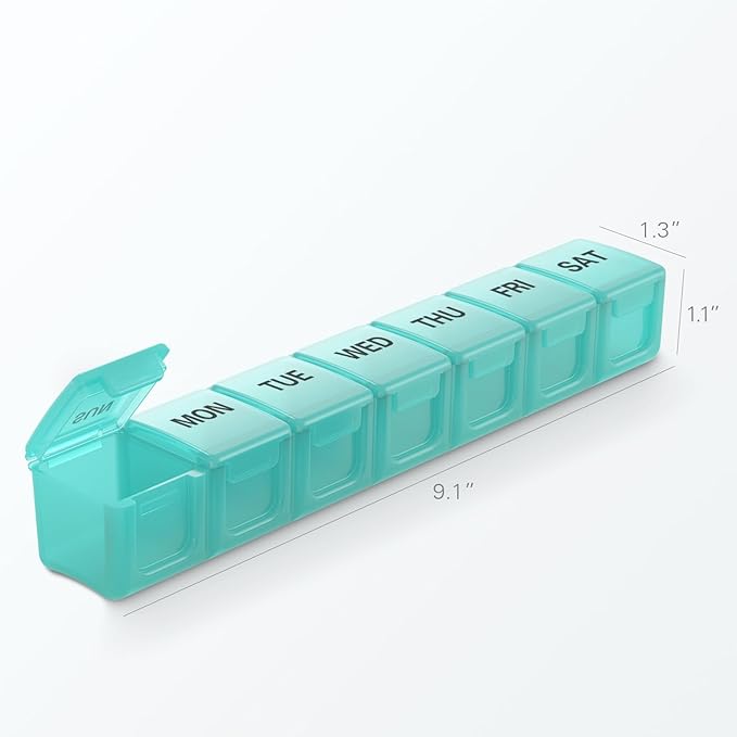 BUG HULL Weekly Pill Organizer Large 2 Packs, Extra Large Travel Pill Organizers, Pill Box 7 Day, Travel Pill Case, Medicine Pill Organizer for Vitamins, Supplements and Medications (White+Pink)
