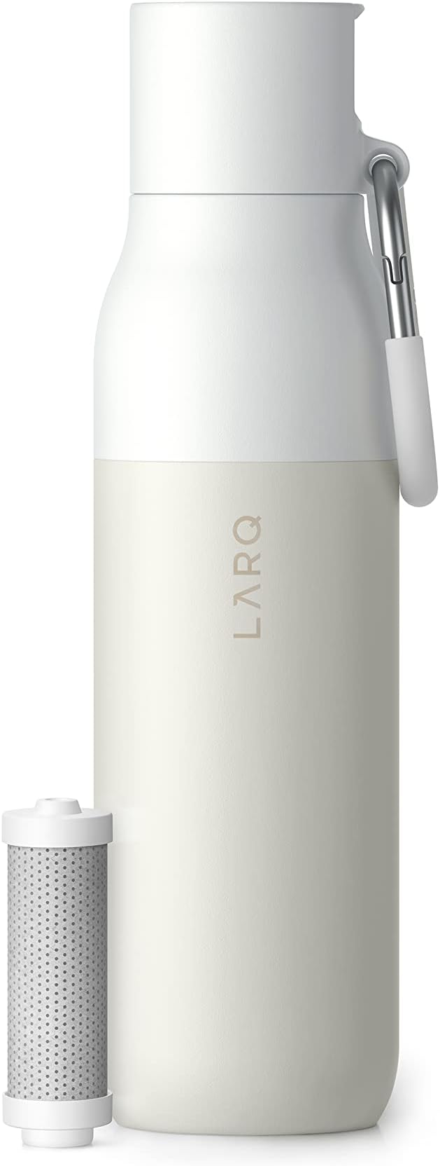 LARQ Bottle Filtered - Insulated Stainless Steel Water Bottle BPA Free with Nano Zero Technology and Long-Lasting Filters, Granite White, 17oz