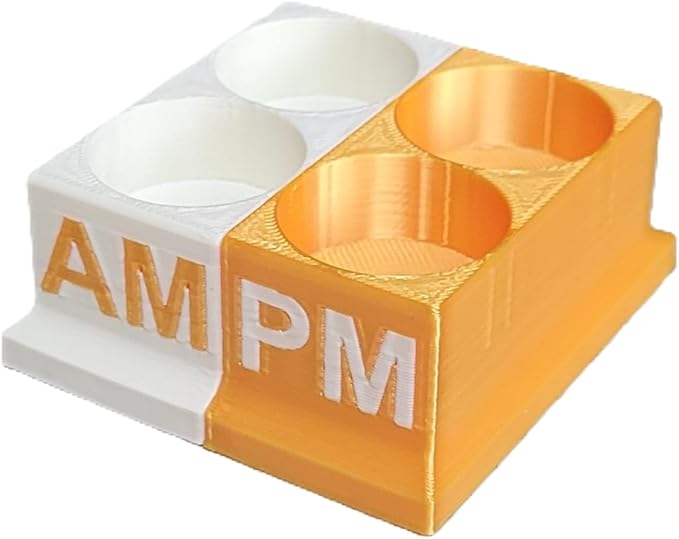 Znet3D Eye Drops Bottle Organizer & Tracker – AM/PM 4-Slot (White/Gold)