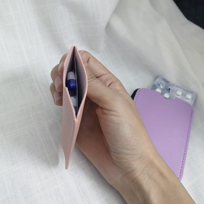 Birth Control Pill Case Holder Credit Card Sleeve Slim Wallet Women Gift (Pink)