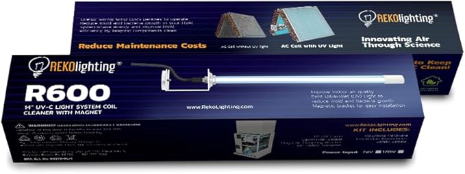 R600 24v HVAC Air Purifier UV Light Coil Cleaner Germicidal 14" 18W UVC for AC Air Conditioning with Magnet