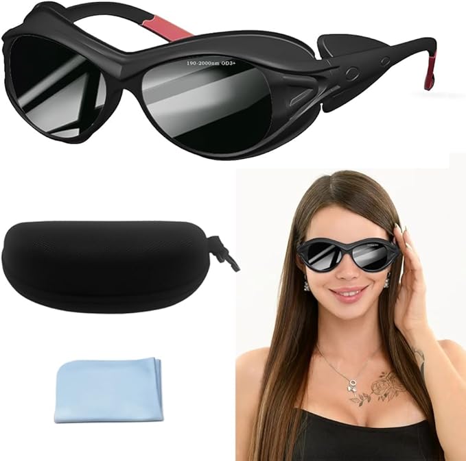 mozeeda Red Light Therapy Glasses, Professional Eyes Protection for Tanning Goggles, IPL Laser Safety Glasses Goggle 190-2000nm for Laser Hair Removal Treatment Red Light Therapy