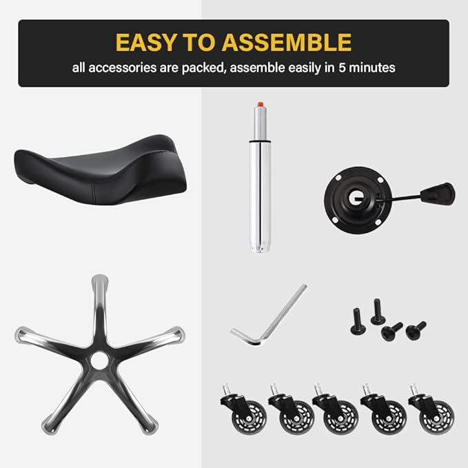 Heavy Duty Rolling Stool with Wheels Hydraulic Swivel Adjustable Rolling Chair Ergonomic Thick Irregular Leather Seat Stool Chair for Kitchen Drafting Lab Office Salon Message Counter – Black