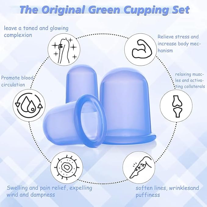 Silicone Cupping Therapy Set - 3 Professional Massage Cups with Storage Bag for Pain Relief, Cellulite Treatment & Muscle Recovery - Medical Grade Vacuum Suction Cups for Body and Face - Home Use