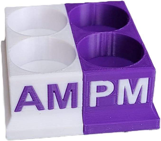 Znet3D Eye Drops Bottle Organizer & Tracker – AM/PM 4-Slot (White/Purple)