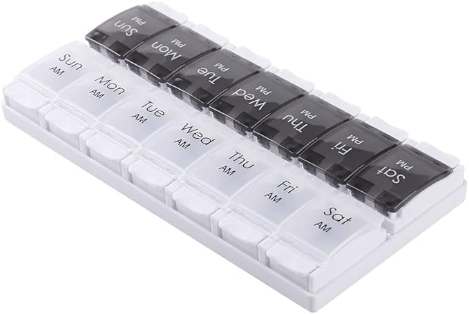 7 Day Pill Organizer 2 Times a Day - Weekly Medicine Dose Organizer Box, Vitamin Holder Case, Big Pill Container Box, 7 Day AM PM